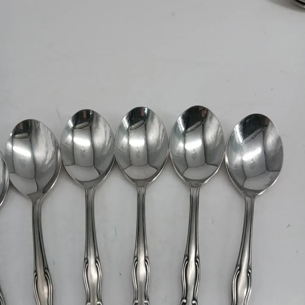 8X Tbsp Vtg Noritake 18-8 Stainless Japan Sylvia Flatware Table Spoons